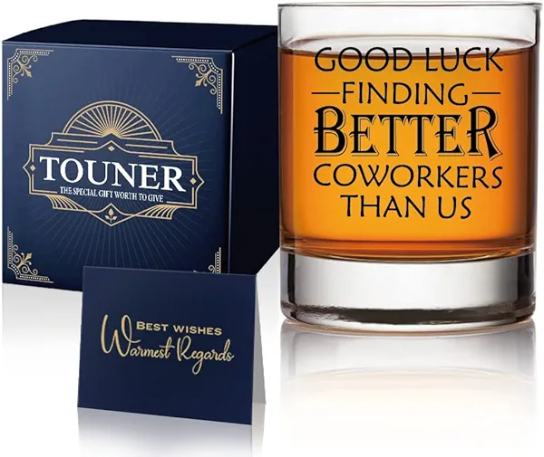 TOUNER Good Luck Finding Better Coworkers Whiskey Glasse, Resign Going Away Party Gifts for Men Woman Colleague Friend Boss, Farewell Thank You Promotion Gifts for Men Woman Co-worker Friends