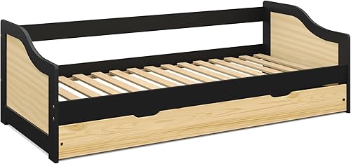 Miniatura 6 de Urban Home Furniture Stella - Sofá cama de madera de pino con panel curvado con nido, cama de día tamaño individual con nido extraíble y soporte de
