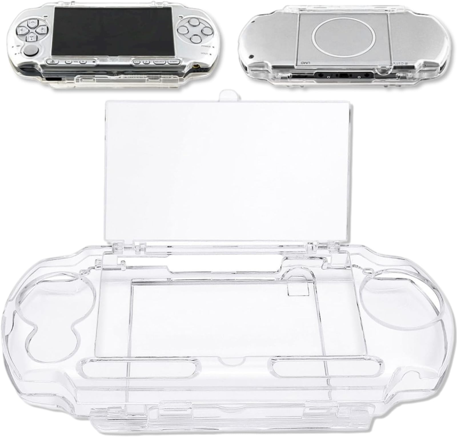 Clear Hard Case for PSP - Full Cover Protector with Clear Display Movie Bracket, Shock/Scratch Resistant (for PSP 2000/3000 Series)