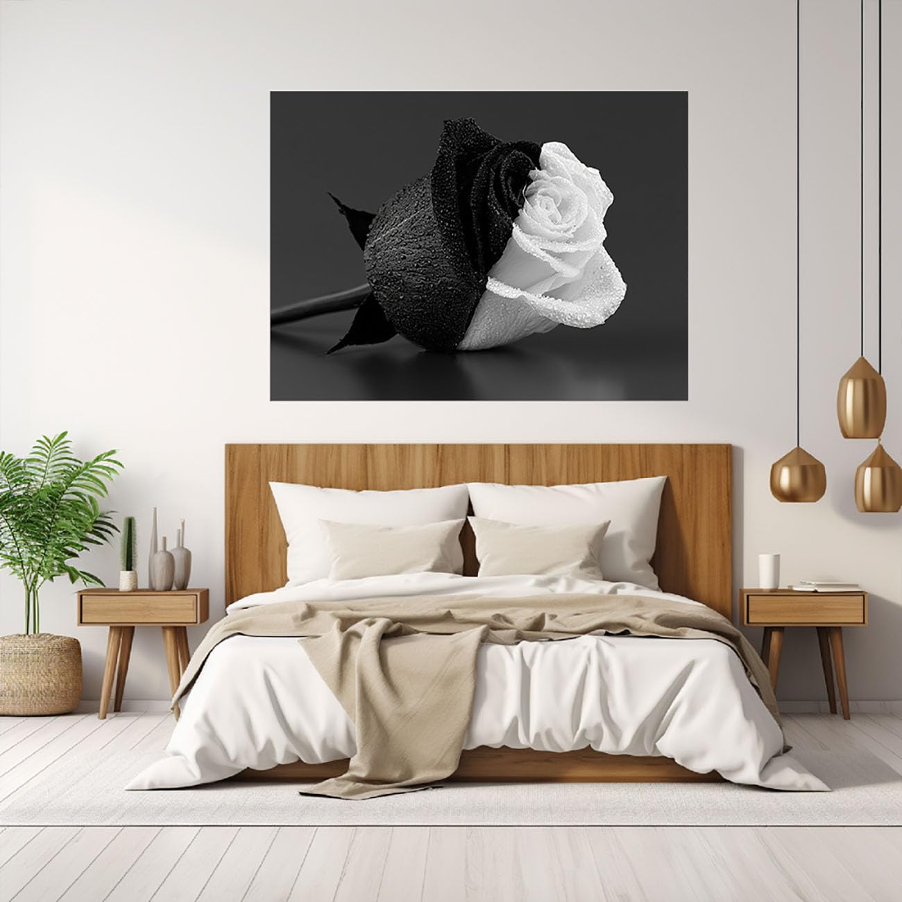 TODOAA Cuadro Abstracto Modernos Lienzo Patrón floral en blanco y negro blanco y negro cuadros -Salon baño Comedor dormitorio Decoración de pared-80x120cm Sin marco