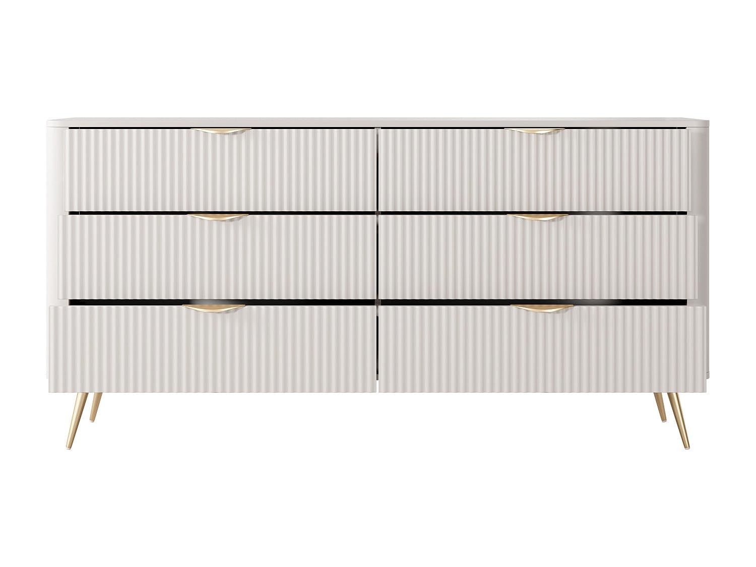 Vente-unique - Commode 6 tiroirs - Beige et doré - ELONARIA II