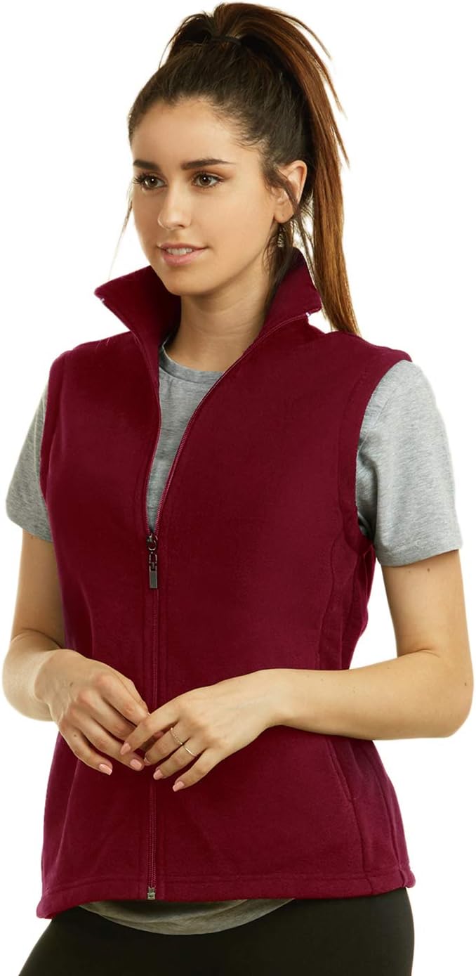 Sofra Women's Polar Fleece Full Zip Up Winter Vest - Image 2