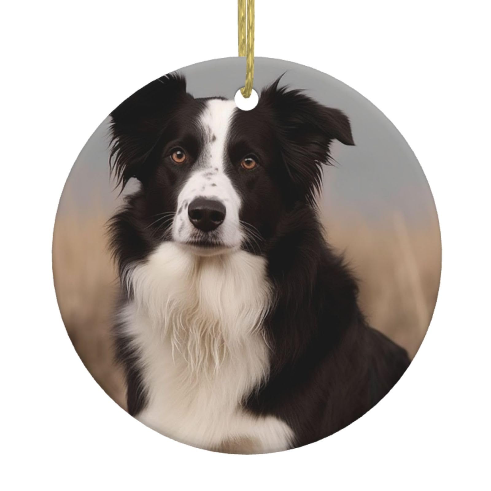 Fodpand Women's White Border Collie Christmas Ornaments 2025, Gift Exchange For Men, Collectible Ceramic Ornament Round Hanging Ornaments For Christmas Tree Decoration