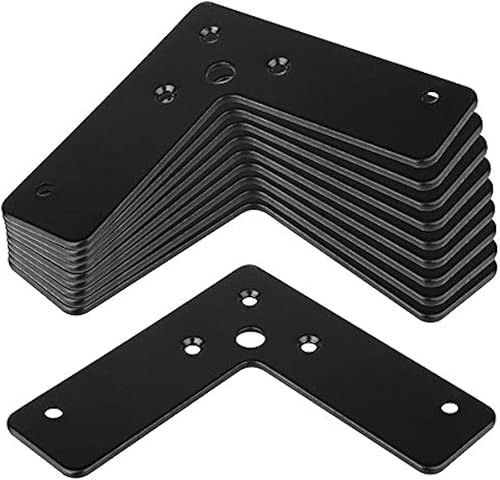 GBGS Paquete de 10 soportes de esquina de velocidad sigilosa de 4 x 4 x 1 pulgadas, placas de fijación planas en forma de L de acero, grosor de