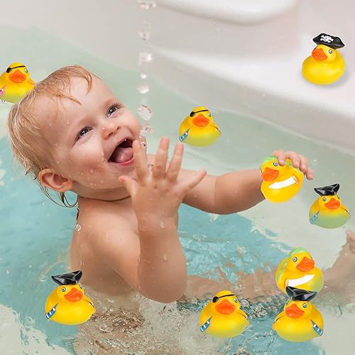 Miniatura 4 de ArtCreativity Patos de goma pirata de 2 pulgadas, paquete de 12, lindos juguetes de piscina para bañera de pato, ideal para fiestas y celebraciones