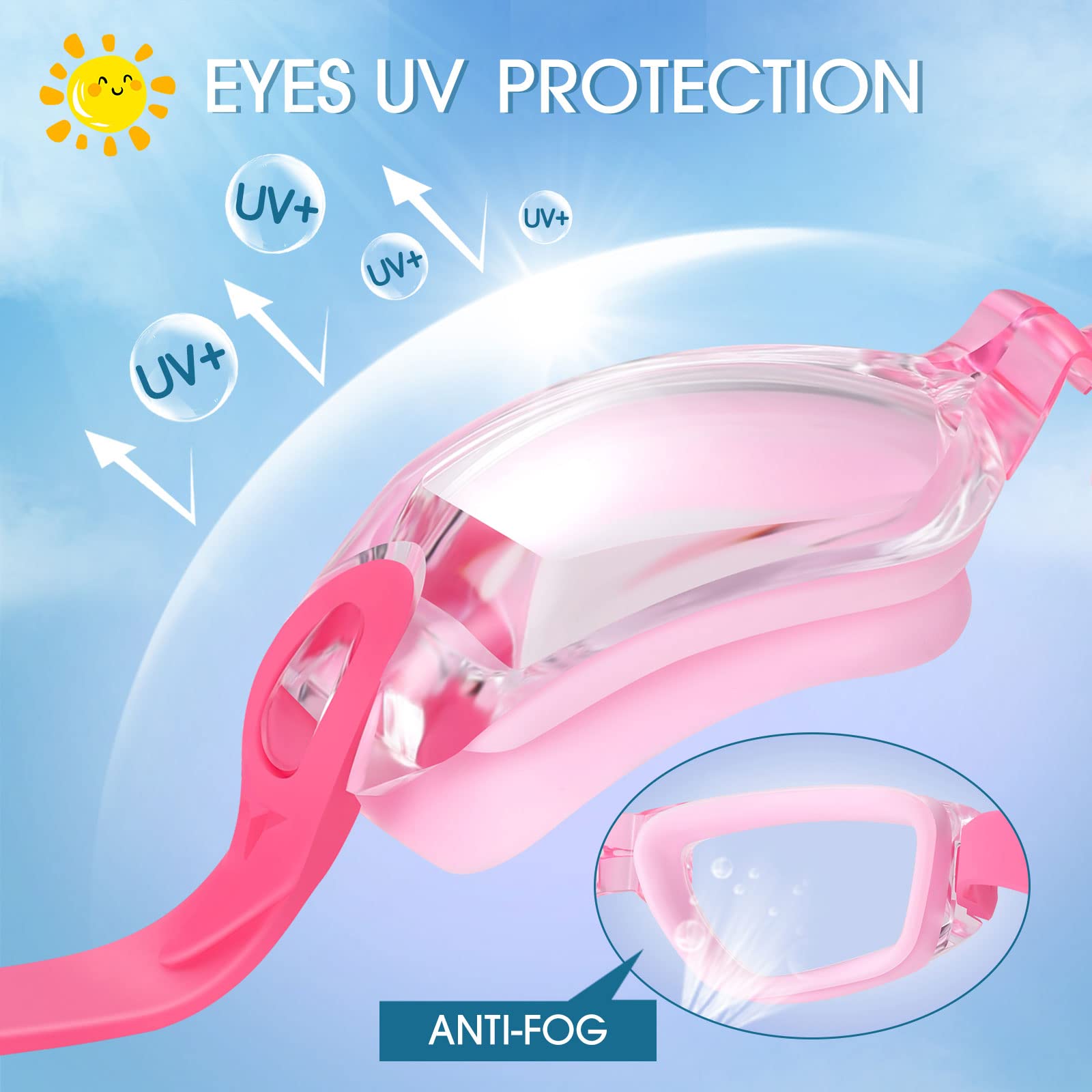 Vatefery Kids Swimming Goggles 2-Pack Swimming goggles kids 6-14,UV Protection,Anti-Fog,No Leaking kids goggles for Children Boys - Image 3