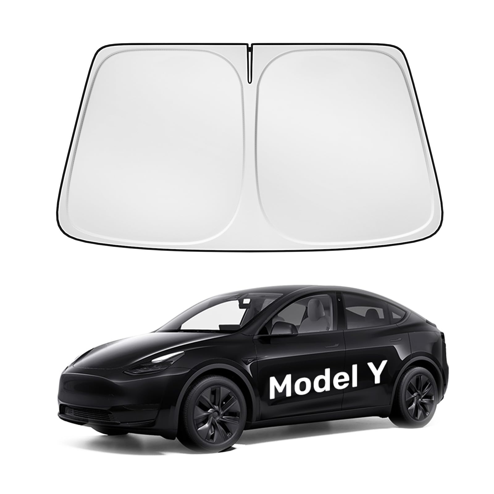 2025 Upgraded Zanch Car Front Windshield Sun Shade- Ultimate UV Protection & Heat Reduction|OEM Design|Innovative No Light Leakage Technology|Fit for Tesla Model Y (2020-2025)Global Recycled StandardGlobal Recycled StandardGlobal Recycled Standard