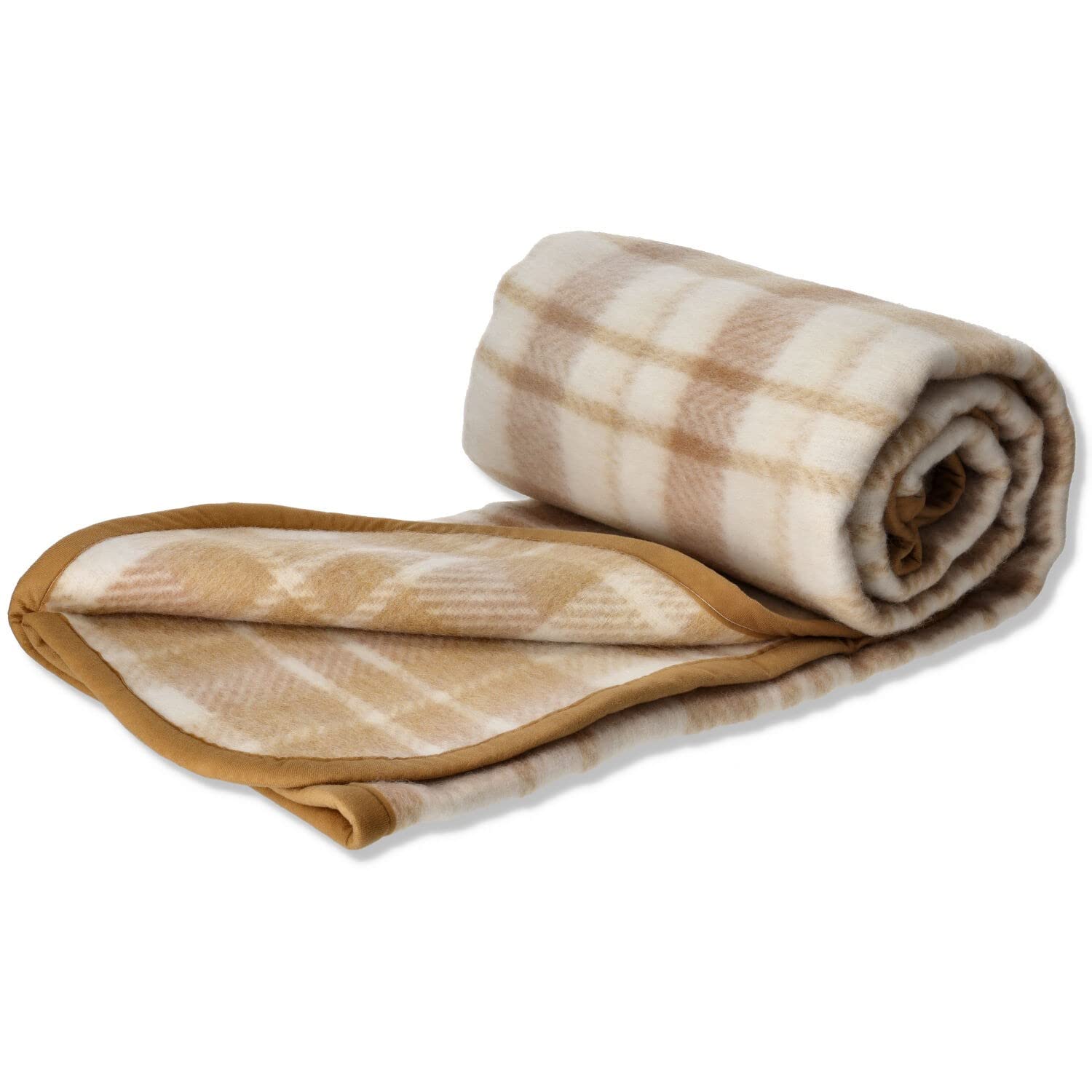 Coperta misto lana double face NEW ENGLAND - BEIGE, Matrimoniale