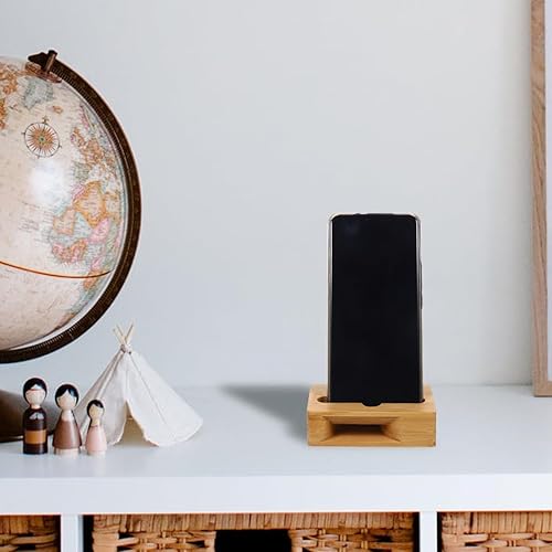 Miniatura 5 de SAFIGLE Soporte de madera para teléfono de bambú con amplificador de sonido, soporte universal ajustable para teléfonos celulares para ver videos y