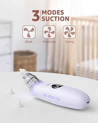 Miniatura 2 de GROWNSY Aspirador Nasal para Bebé  Succionador de Nariz para Bebé  Succión Eléctrica de Nariz para Niños Pequeños, Succionador Ergonómico de Mocos