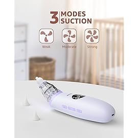 GROWNSY Nasal Aspirator for Baby | Baby Nose Sucker | Electric Nose Suction for Toddler, Ergonomic Booger Sucker with 3 Silicone Tips, Music & Light Soothing Function(Purple)