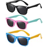 DYLB Kids Polarized Sunglasses for girls boys 3 Pack, Flexible TPEE Rubber Frame for Children Age 3-8.