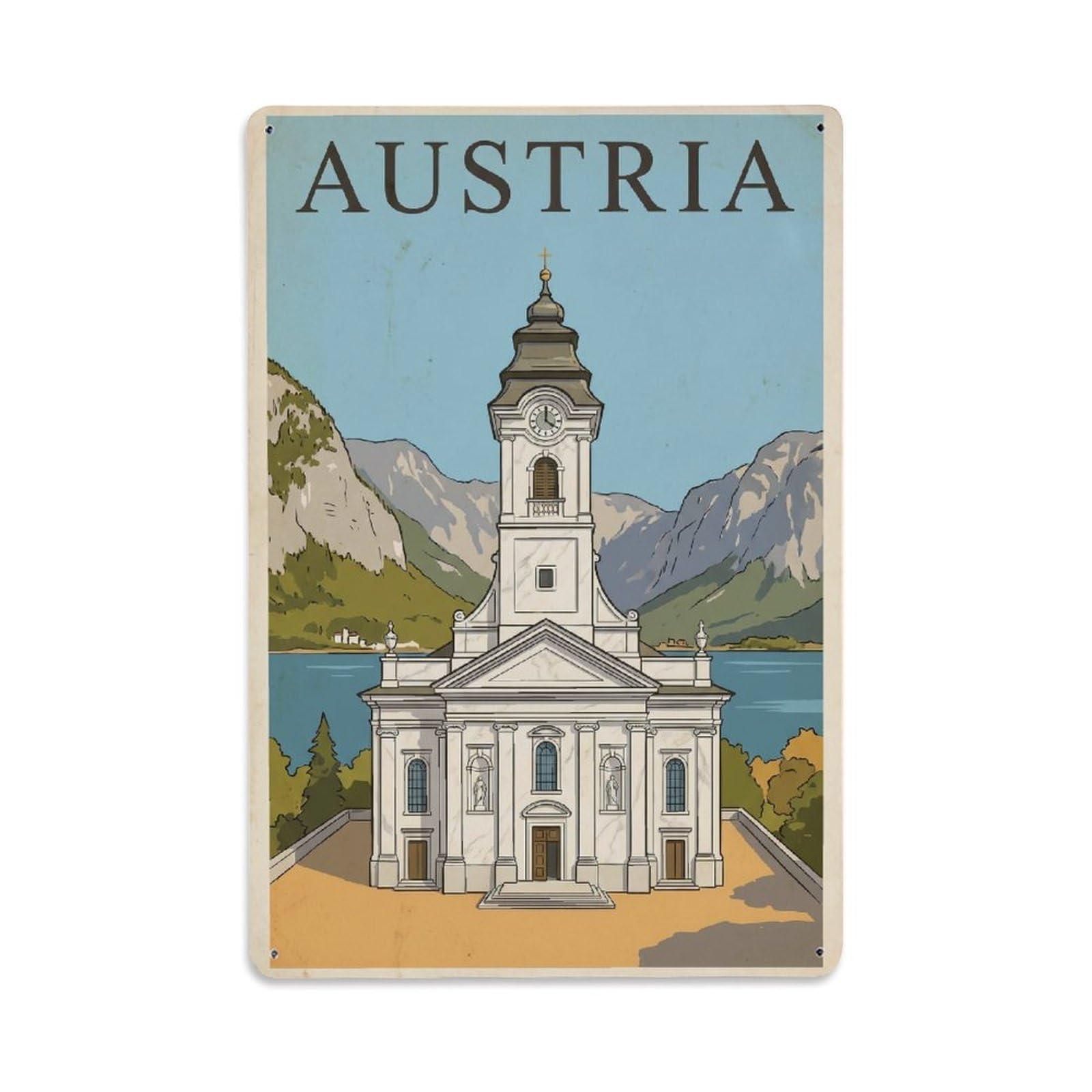 Gead 8X12inch Style Vintage Travel Austria Church Assumption Metal Tin Sign