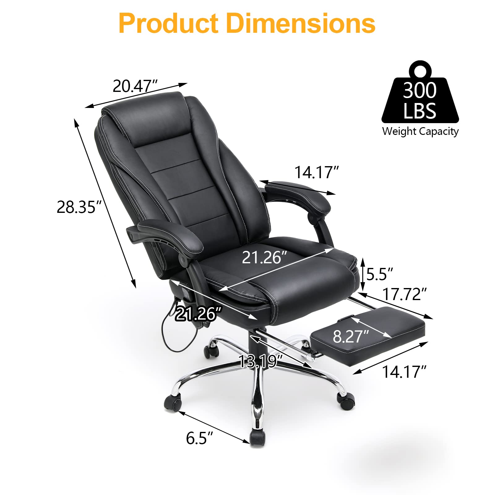 HOMREST Executive Office Chair, Ergonomic High Back Cushion Lumbar Back