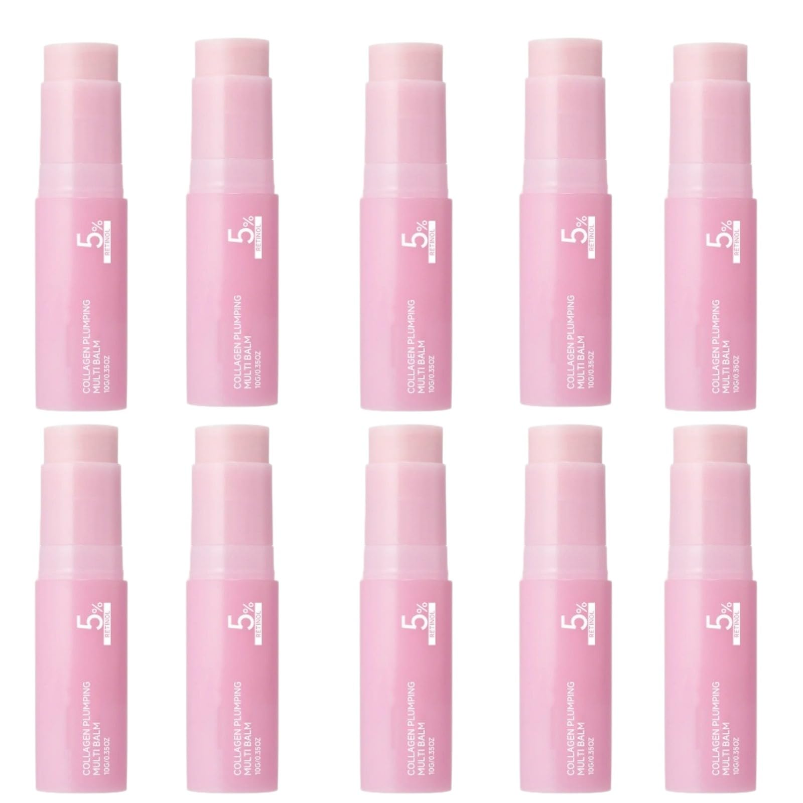Pink Collagen Volume Multi Balm Stick, Hydrating Face Stick Makeup Base & Primer, feuchtigkeitsspendend, nicht klebend, schnelle Absorption für Lippen, Augen und Hals, Anti-Falten und