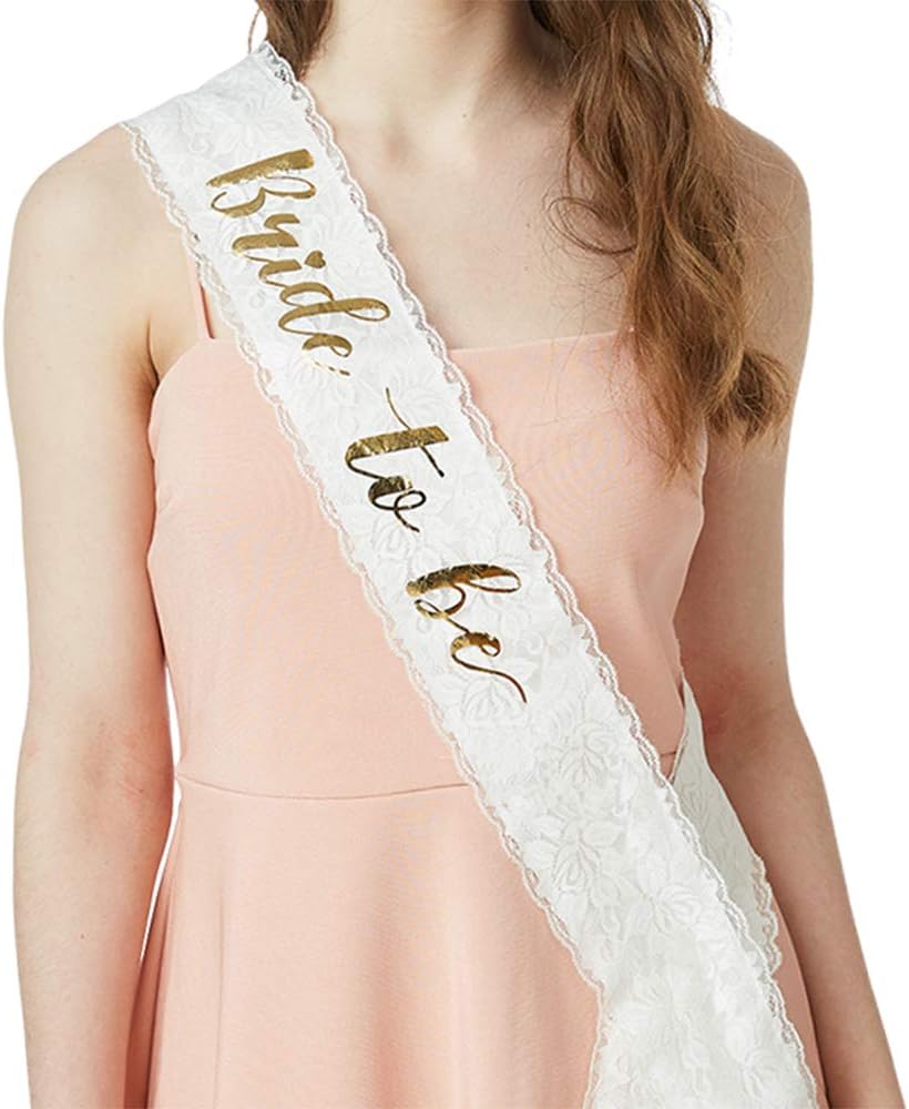 YULIPS Bride To Be Sash - White Satin Wedding Sash with Gold Lettering - Bachelorette Party & Bridal Shower Accessory