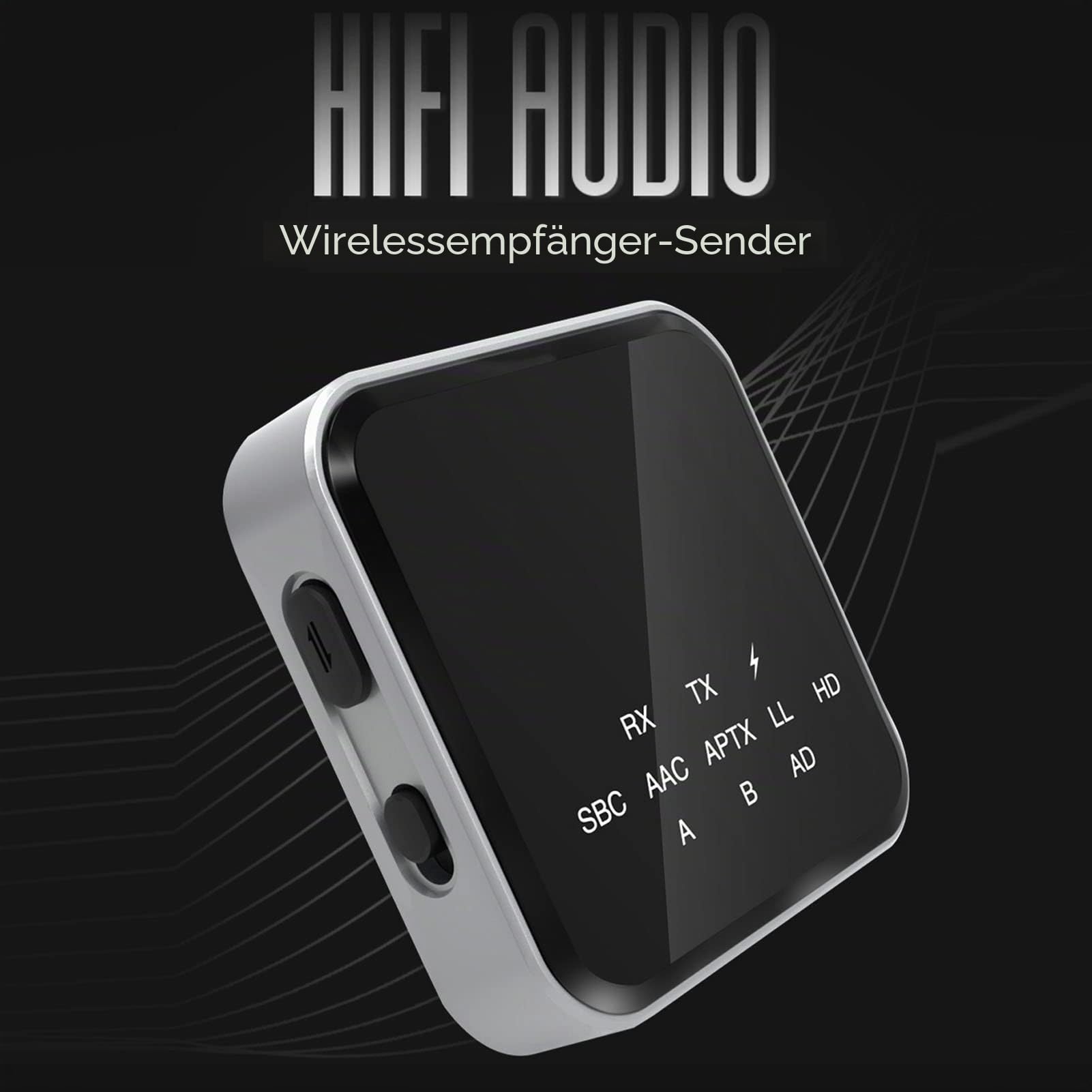 Annadue Bluetooth Audio Adapter, aptX Low Latency Bluetooth Transmitter Empfänger für TV PC Heimstereoanlage, aptX Adaptive & aptX HD & aptX LL, 3,5 Mm AUX Schnittstelle, 10M Distanz