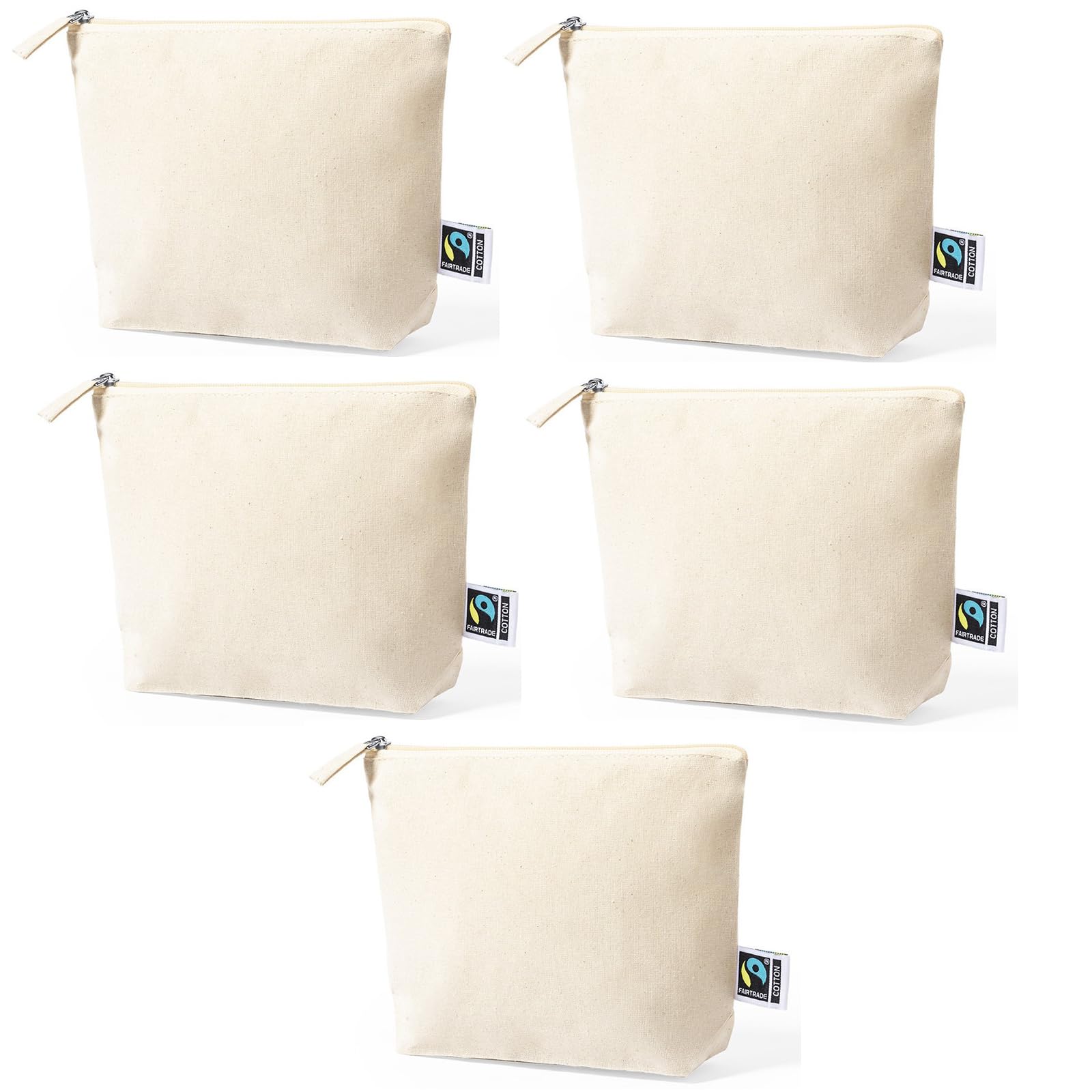 Adri Estuche Neceser para Regalar, Bolsa con Cremallera de algodón para Pintar o Personalizar. 23 x 17 x 6 cm. Bolsas Neceser de Viaje (Beig, 5)