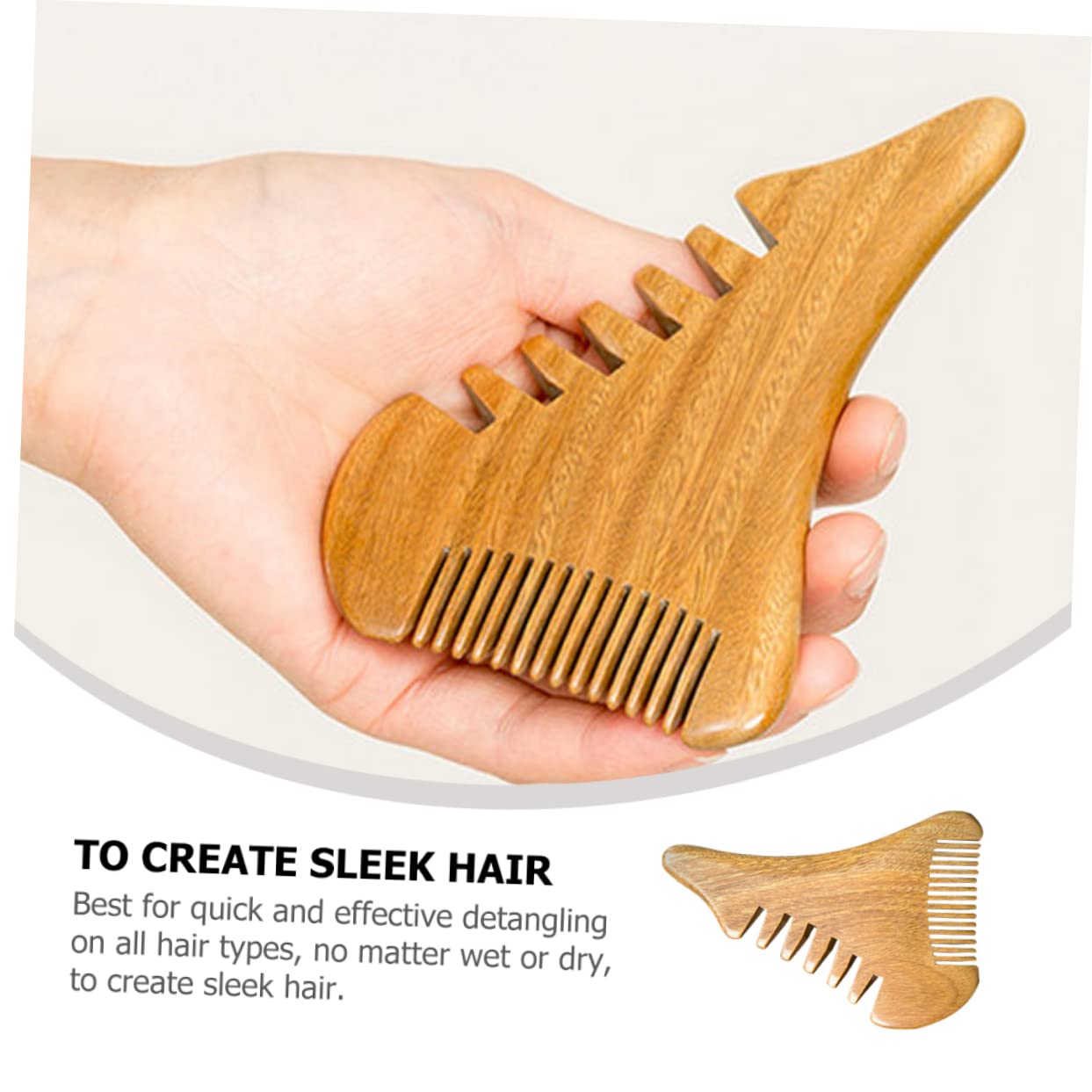 Peine de madera de sándalo Peine de madera Bigote Cabello Madera Estático Desenredante natural Masajeador de cuero cabelludo de madera Barba Cabeza estrecha Sin peines domésticos portátiles Peine con