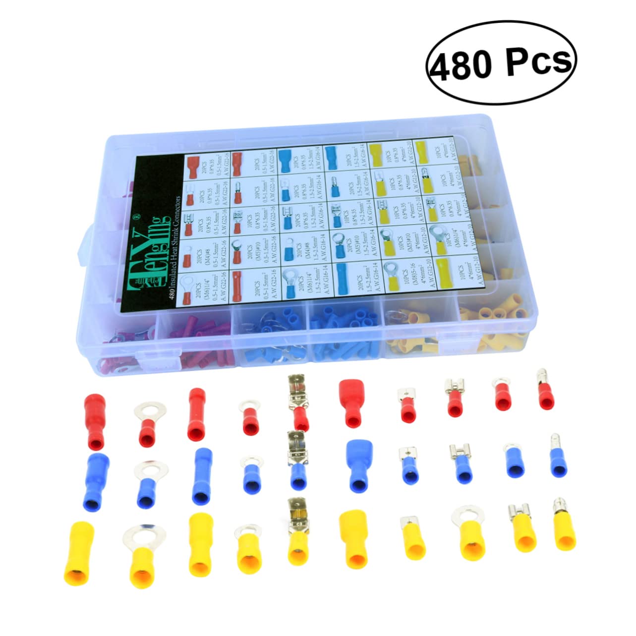 Cosses à Sertir 480 Pièces en Boîte, Cuivre Pvc, Bornes de Fil