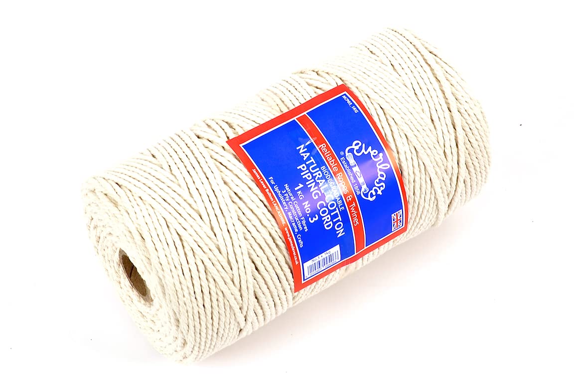 Everlasto Natural No.3 (3.5Mm) Cotton Piping Cord Spool - 0.5Kg 1Kg (1Kg Spool)