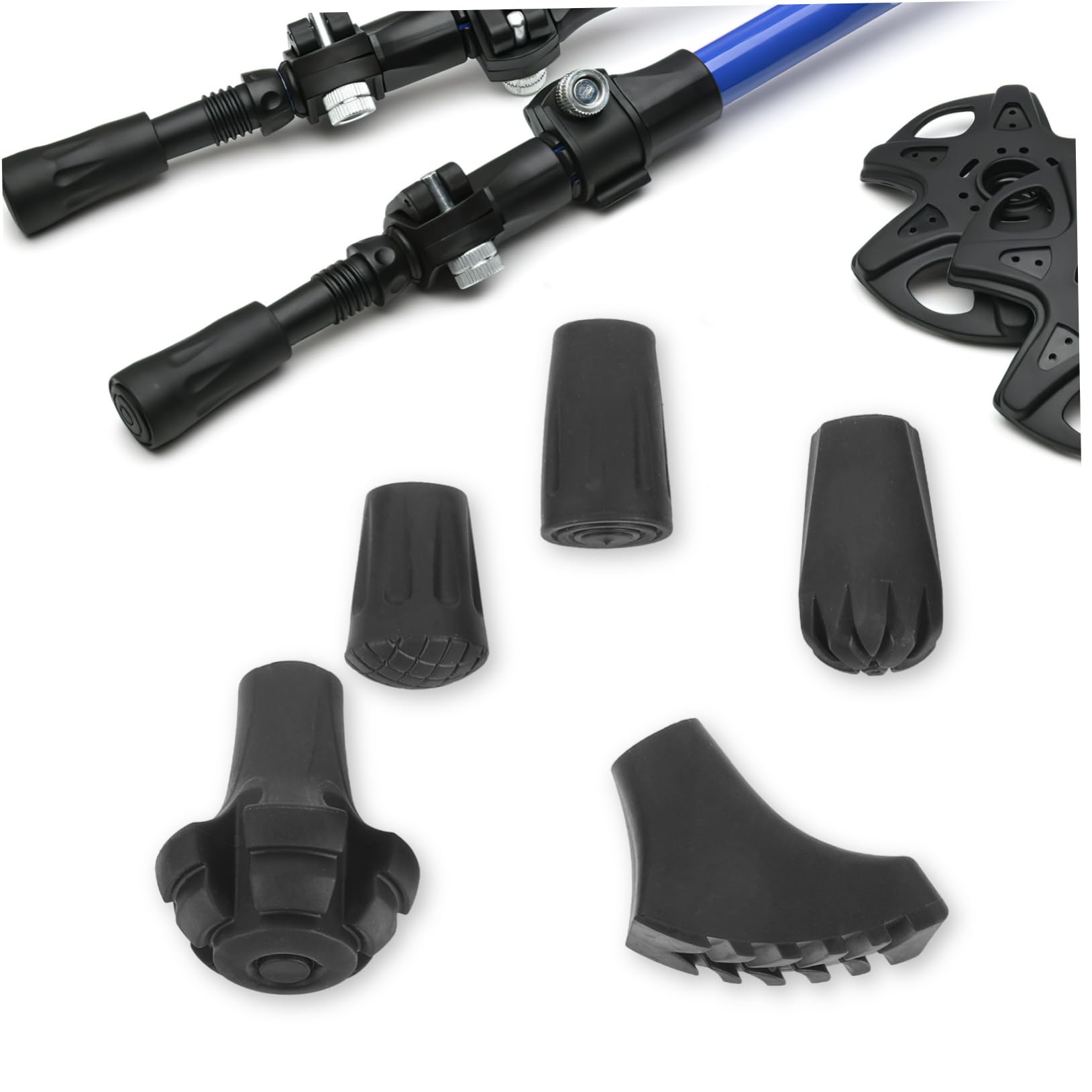 BESPORTBLE Trekkingstockpolster Krücken Zubehör Spitzen Für Wanderstöcke Krückenzubehör Polster Zusammenklappbarer Spazierstock Tipps Zum Austausch Von Wanderstöcken Gummi Black 5st