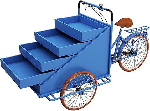 Portable Mobile Vending Bicycle Cart,Tricycle Vending Carts With Four-Tier Display Stand,Iron Food Stall Display Stand For Street,Markets,FestivalsBlue