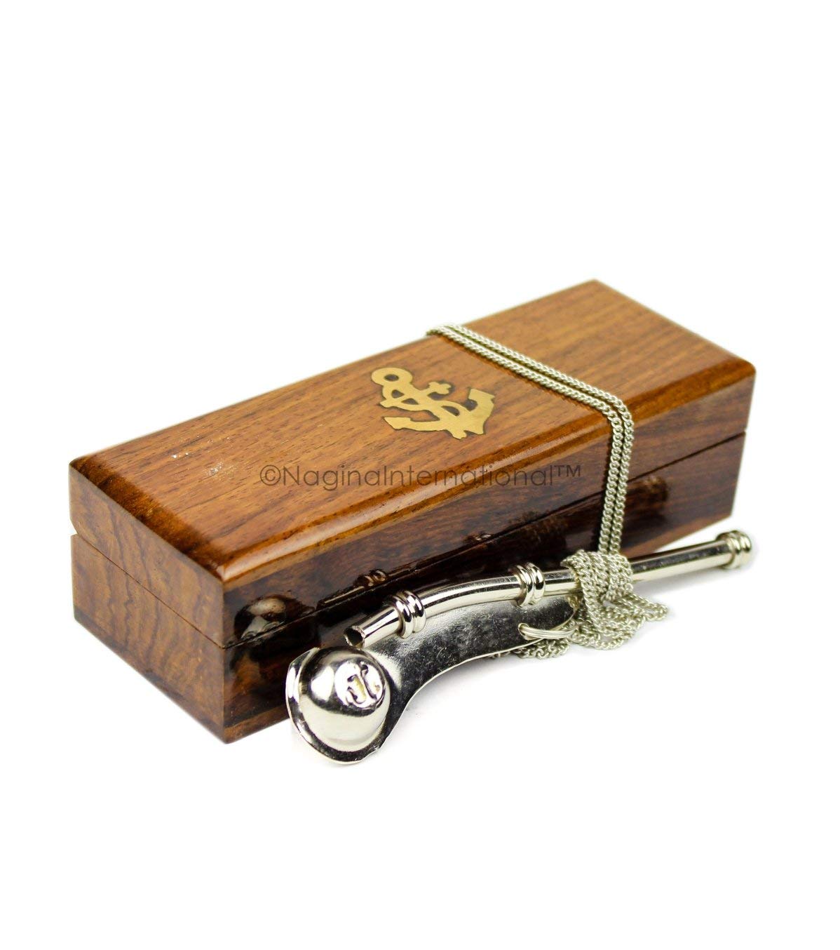 Pendentif Collier Sifflet Nautique En Laiton Bosuns - Chaîne Pour Marin
