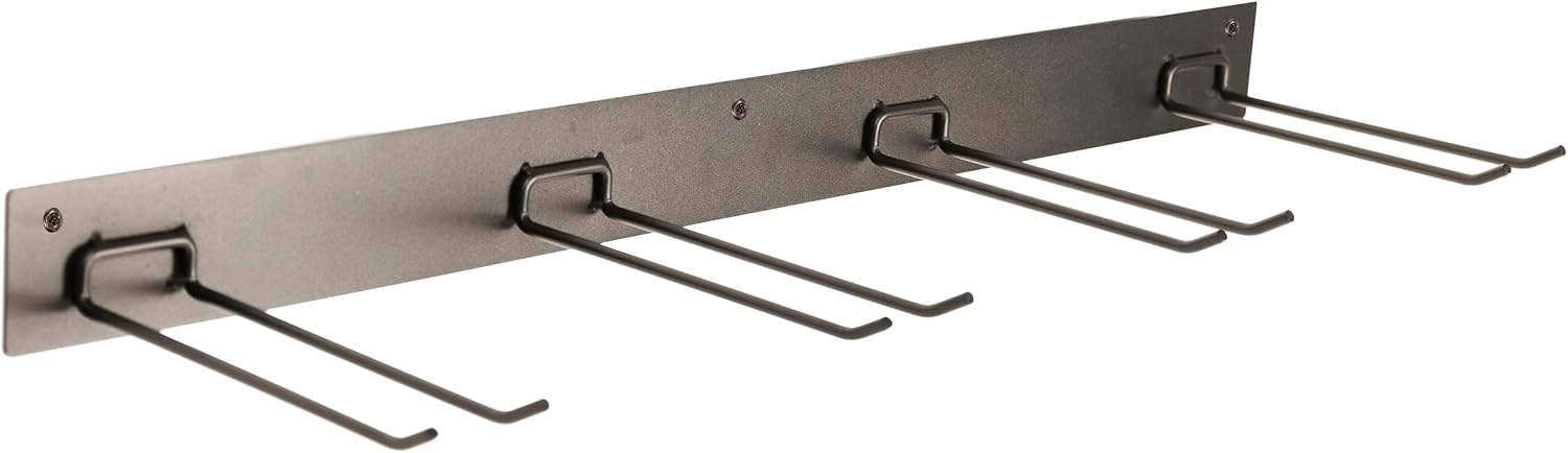 Garden Tool Organizer Wall Mount with 4 9"" Hooks Black, Heavy Duty for Sheds, Garages, and Utility Rooms 1 PK (GTWH4BLK-BX1)