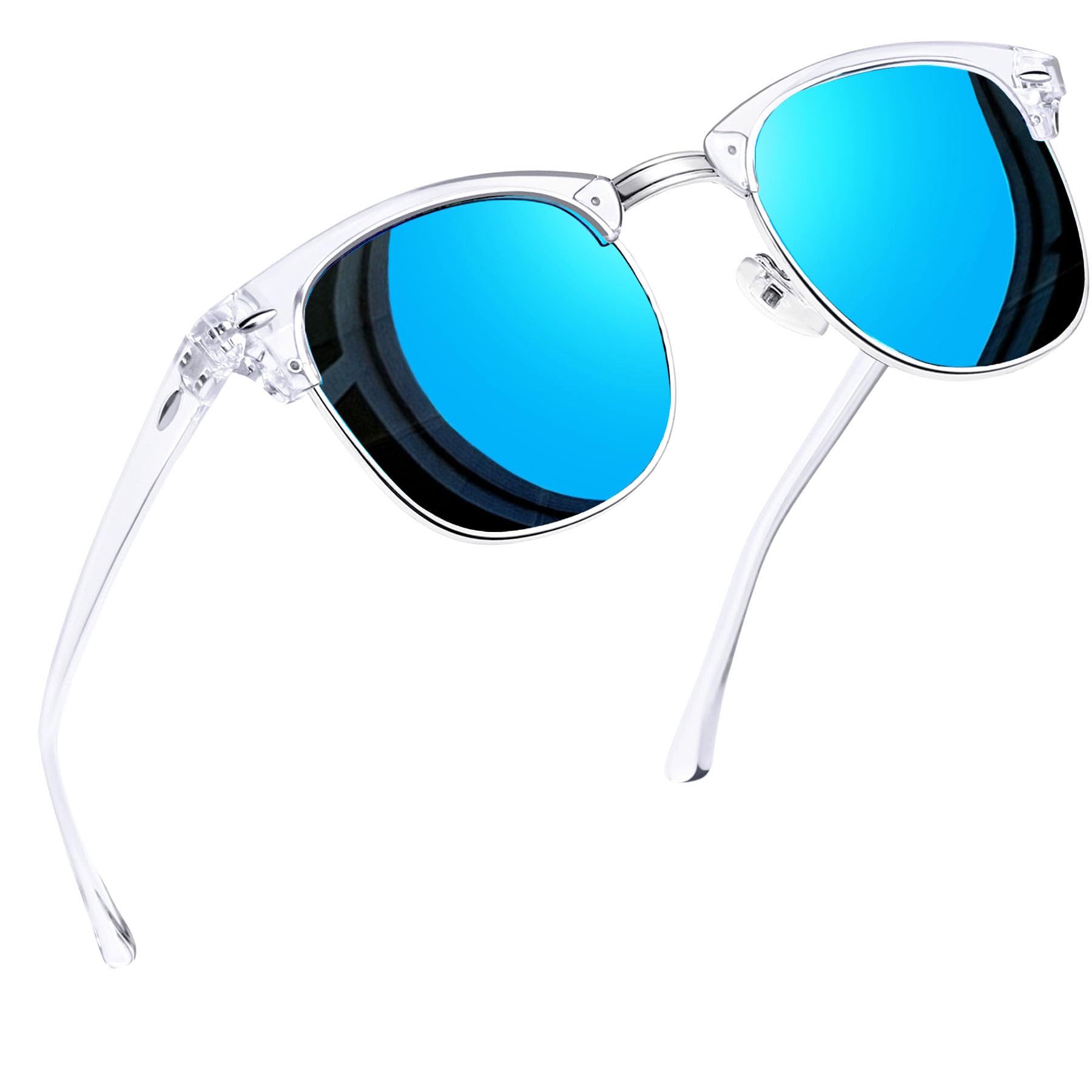 Joopin Vintage Sunglasses Half Frame Sun Glasses Polarized UV Protection Browline Shades for Women Men