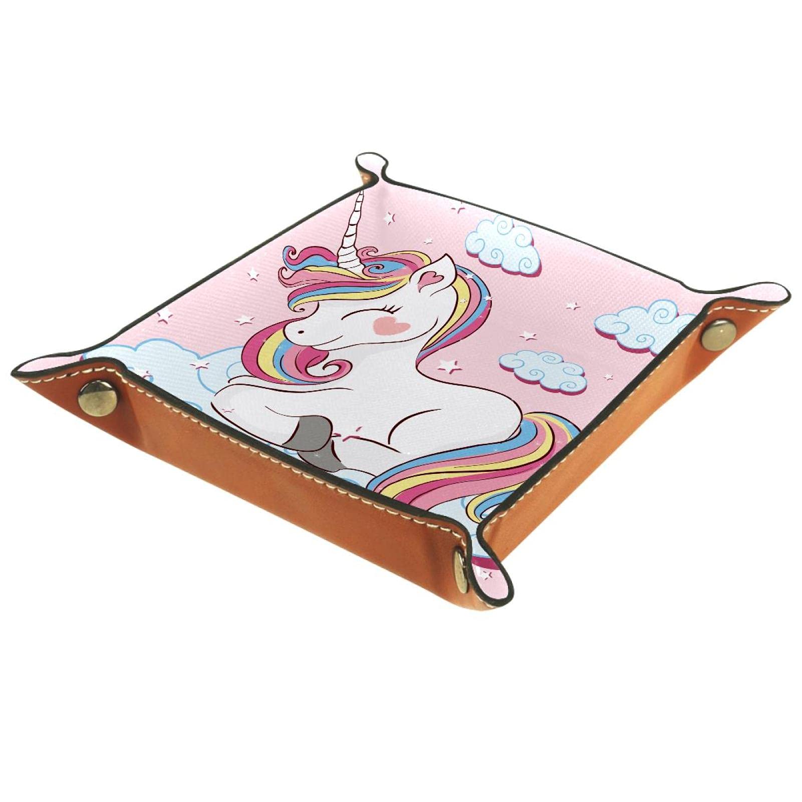 HAlidey Unicorn Pink Folding Dice Tray - PU Leather Dice Holder Rolling Trays, Suitable for Metal Dice, RPG, DND, Table Games