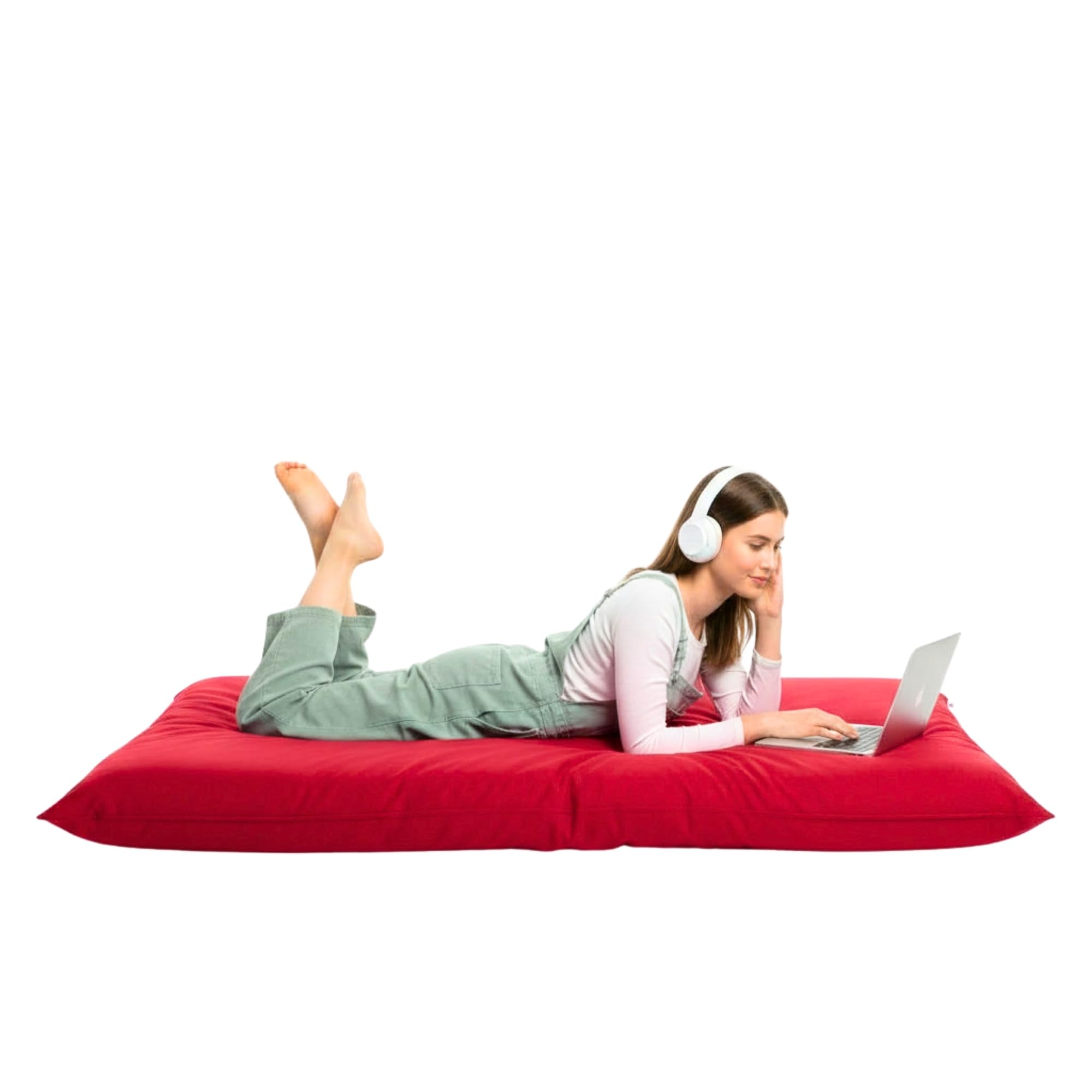 Kosiproducts Beanbag Floor Cushion Pillow indoor outdoor garden Water Resistant 100% soft luxury Polyester Fabric (Medium [84cm x 65cm], Red)