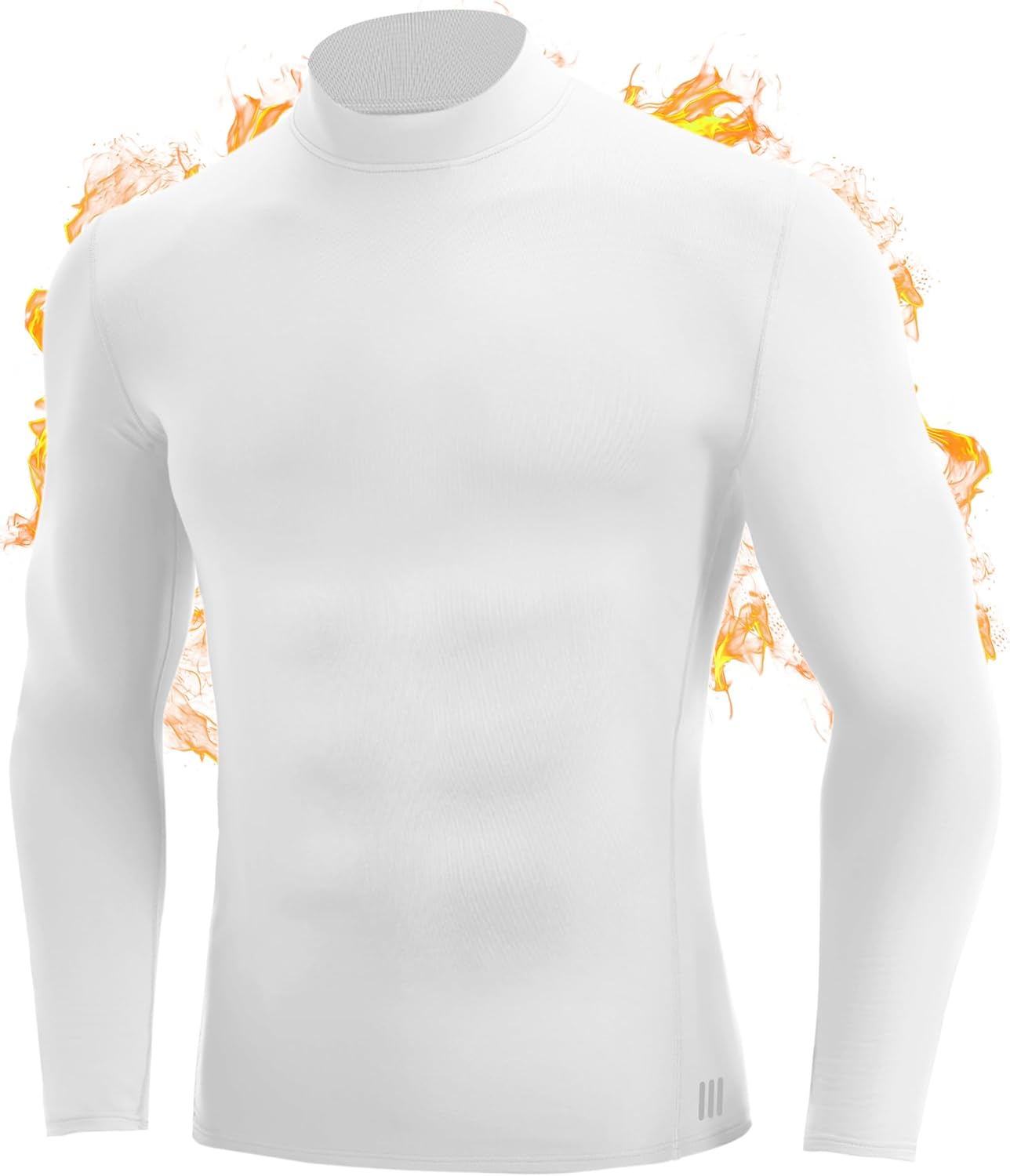 RIKUAOU Men's Thermal Long Sleeve Shirts, Fleece Lined Mock Turtleneck Underwear Top, Athletic Base Layer for Cold Weather