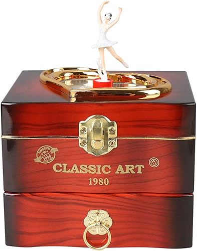 Miniatura 7 de Jlong - Joyero musical para niñas caja de almacenamiento de música con cajón para hija novia cumpleaños San Valentín