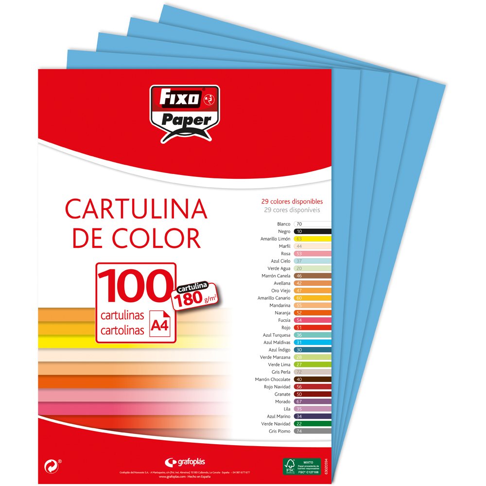 Fixo Paper 11110431 – Pack of 100 A4 Card – Maldives Blue, 180 g