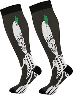 874 Crew Athletic Socks Skeleton Calf Socks Long Crew Socks Casual Dress Crew Socks For Sports Travel Running 40cm