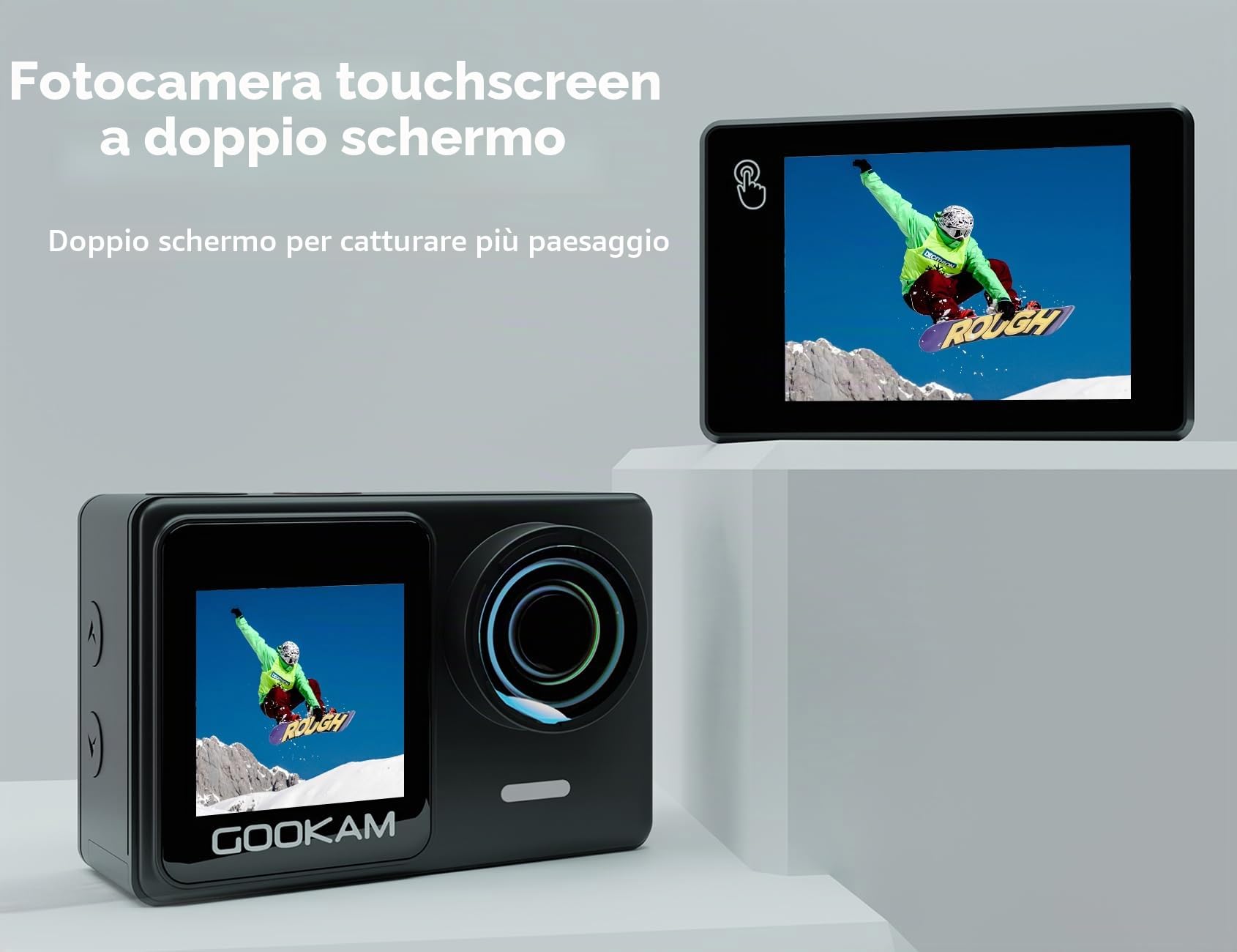 Go7 Action Cam 4K Doppio Schermo 20MP WiFi 40M Fotocamera Subacquea EIS Stabilizzazione Videocamera 170° Grandangolare, 2.4G Telecomando, 2 * 1350mAh Batterie, Kits di Accessori