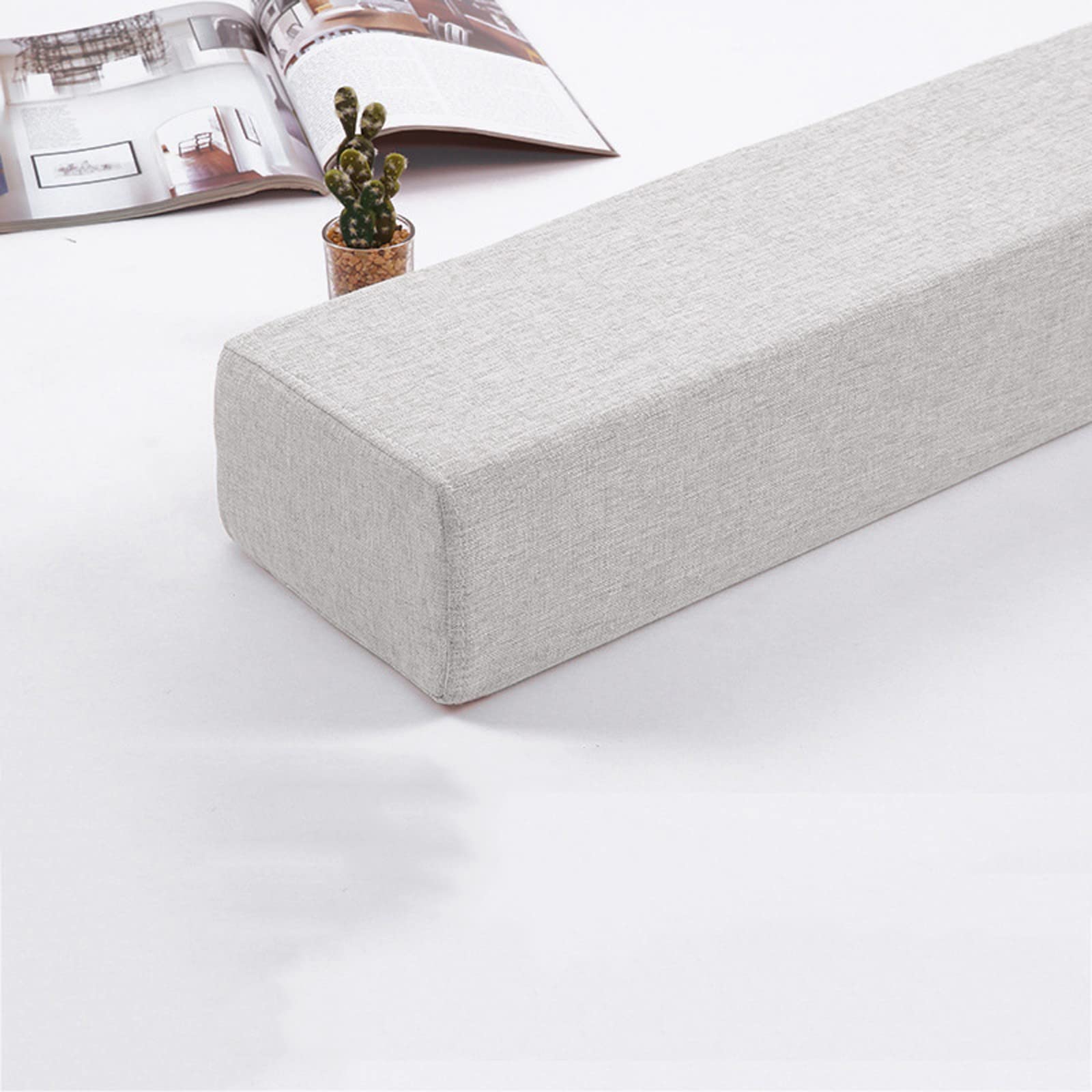 Kopfteilkissen für Einzel-/Doppel-/Queensize-Bett, lange, rechteckige Lückenfüller, abnehmbarer Bezug, Bettbrücke, bequemer Matratzenverbinder (200 x 10 x 15 cm, Weiß)