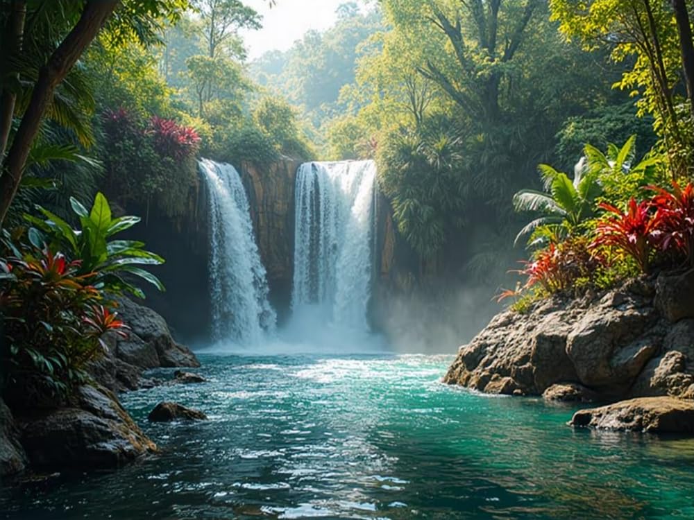 GLTEYACO Embroidery Cross Stitch Kit Waterfall Landscape 11CT Stamped Cross Stitch Kits DIY Adult Beginners for Pre-Printed Needlepoint Crafts 40x50 cm
