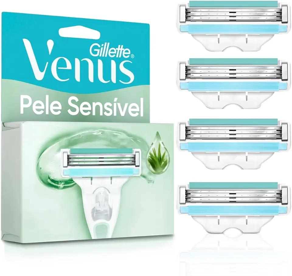 Gillette Venus Pele Sensível Carga para Aparelho de Depilar com Aloe Vera, 4 Unidades