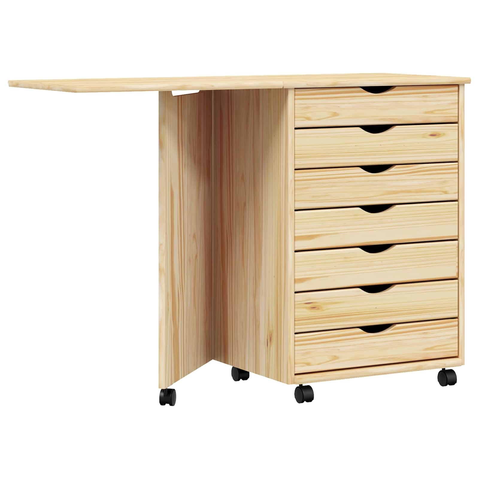 vidaXL Gabinete Rodante con Escritorio Moss Barniz Transparente, Sala Moderna, Mueble útil, gabinete Rectangular con Escritorio, Estilo Minimalista, Madera de Pino
