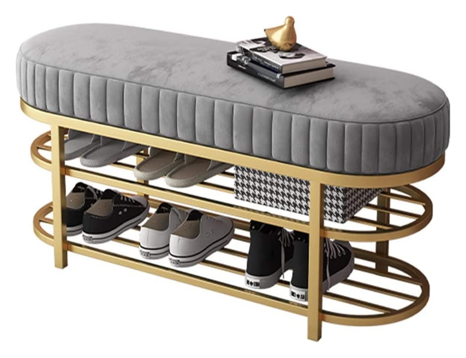 Meuble à chaussures pour ne plus se baisser, tabouret à langer en fer rond avec coussin doux
