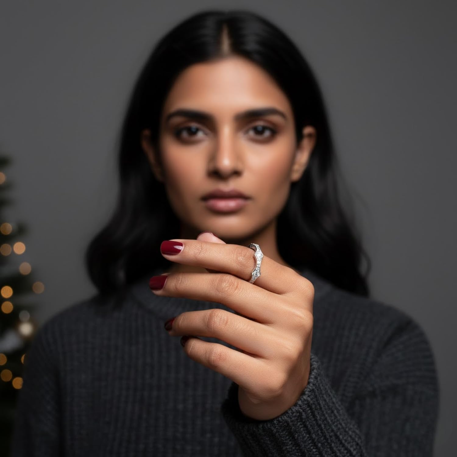 0.4ct Moissanite Contoured Wedding Band – Round 2×2mm Stones, Curved Stackable Ring in S925 Sterling Silver