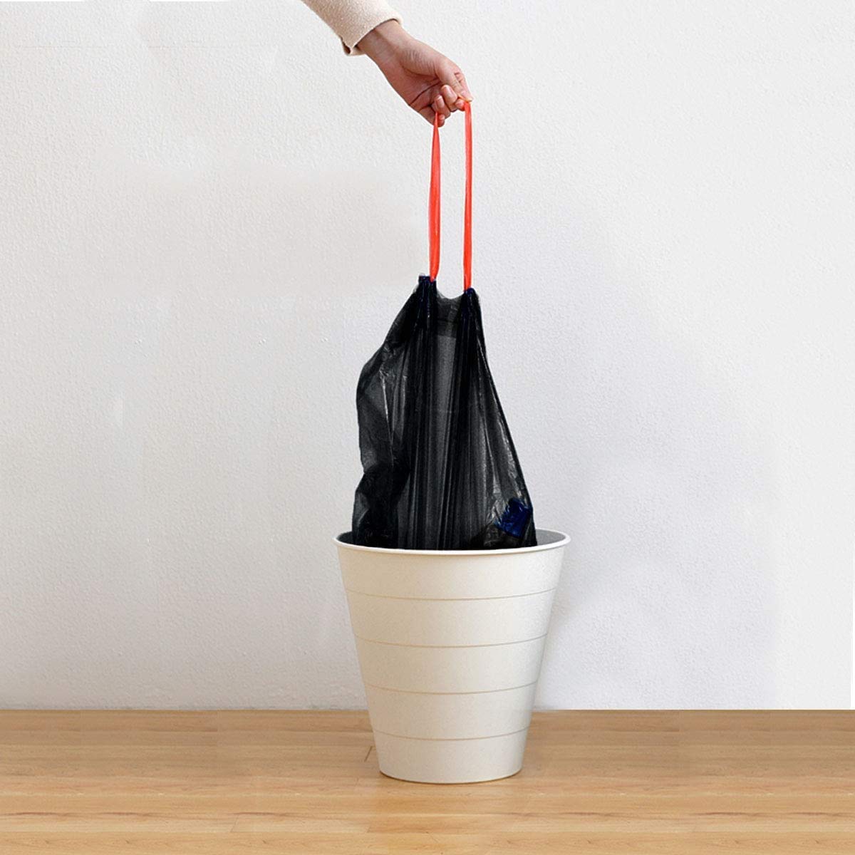 STARVAST - Lote de 10 rollos de 20 bolsas de basura de 60 L, asas deslizantes, bolsas de basura resistentes para basura alta, cocina salón, ultra resistente, antifugas, 64 x 71 cm, color negro