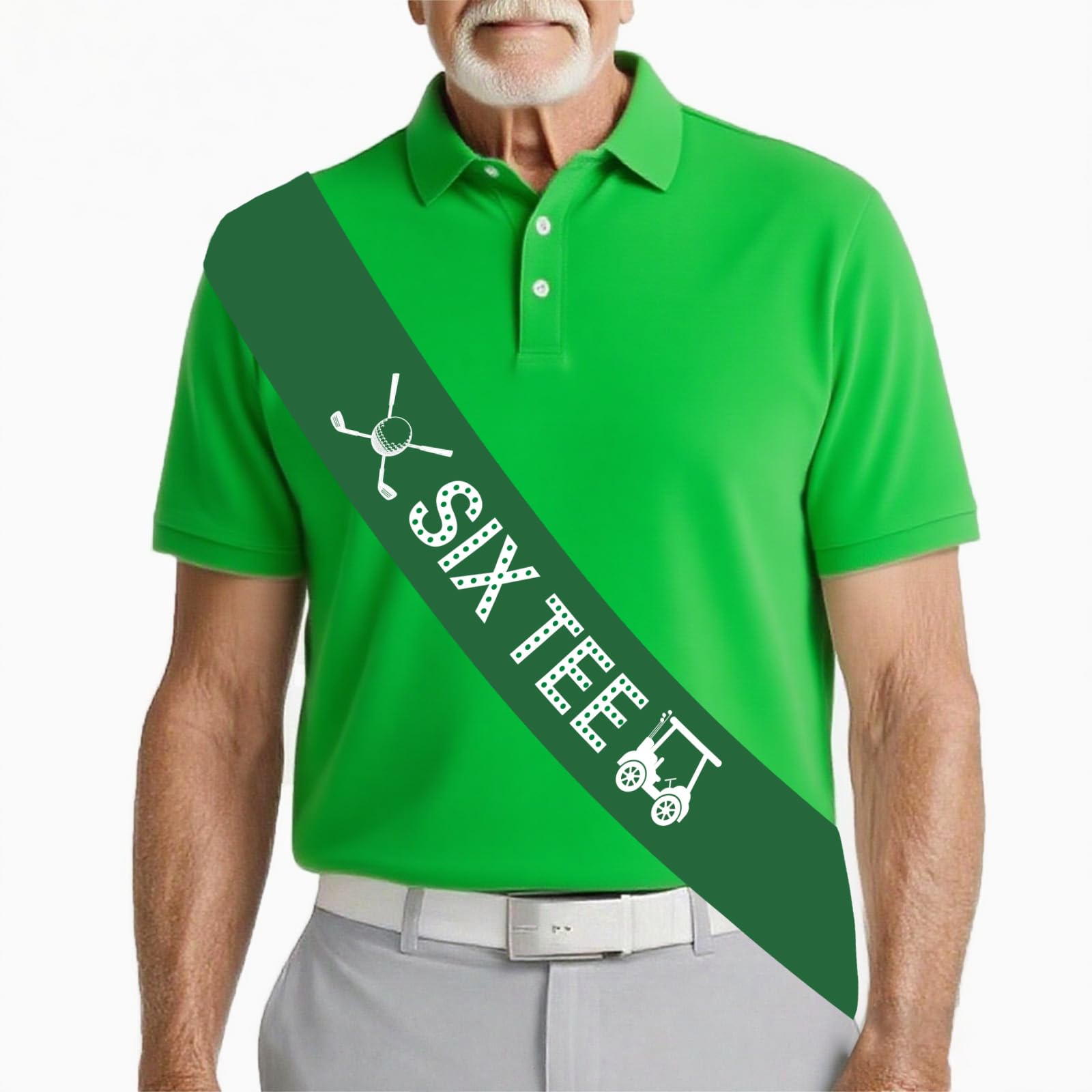Cheerupp Golf 60th Birthday Decoration, Six tee Satin Sash for Men, Sports 60 Year Old Birthday Party Supplies Gifts Celebrations Accessories