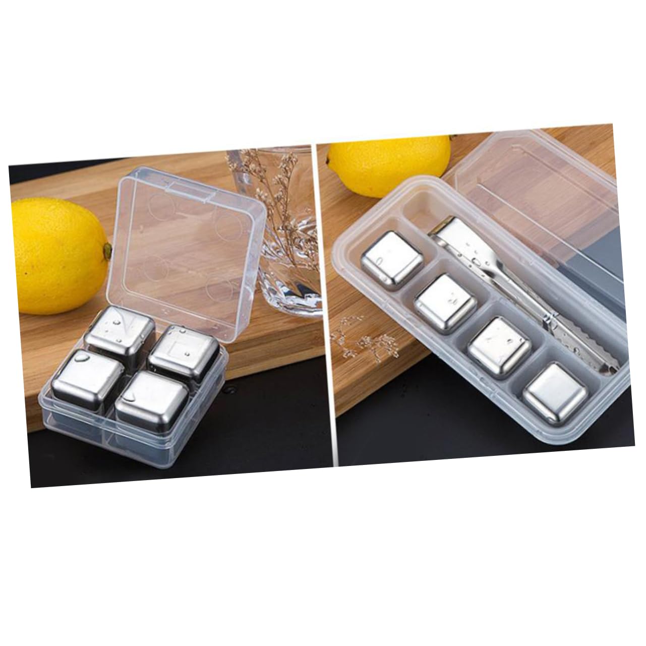 Alipis 12piezas Cubos De Hielo Reutilizables Inoxidable Estuche Para Enfriar Whisky Vino y Bebidas Sin Diluir