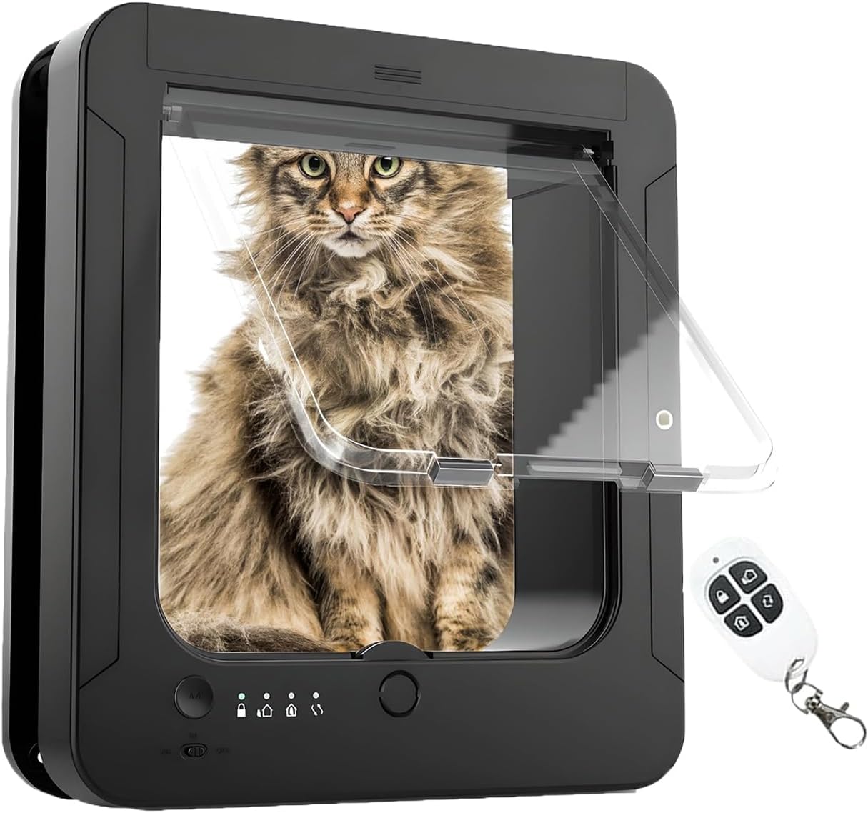 スマート電子ペットドア - 猫と犬のエントリー リモコン付き、センサーカラー2つ、リモコン付きスマートドア、制御可能な屋外ドアウェイ壁パティオポーチバルコニー廊下ホームアパート