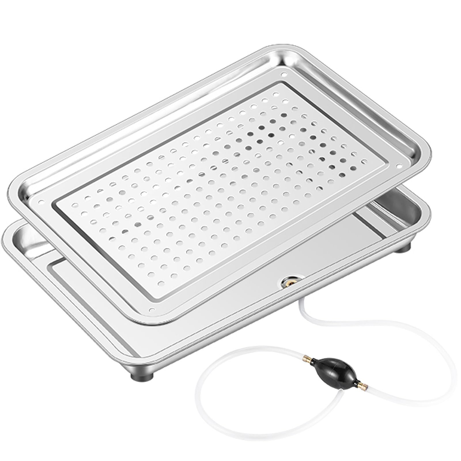 Bandejas de Goteo de Acero Inoxidable 304, Tray de Cocina, con Tubo de Drenaje en La Parte Inferior, Ideal para Comedor y Sala de Estar(40x30CM/16x12IN)