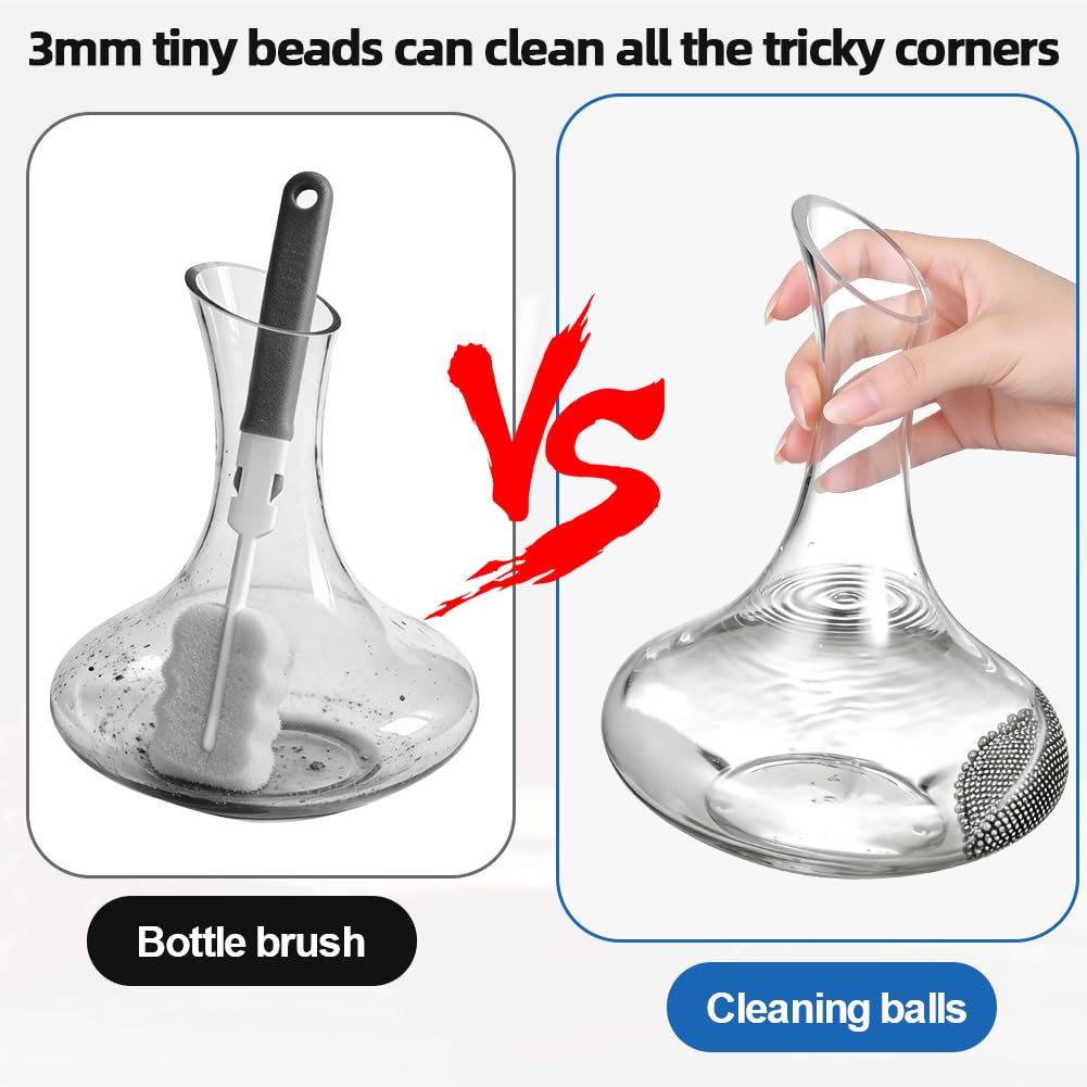 URAQT 1200 Unidades Bolas Limpiadoras de Acero Inoxidable con Caja, Perlas de Limpieza Reutilizables, Limpia Botellas para Decantadores, Jarrones y Botellas de Agua