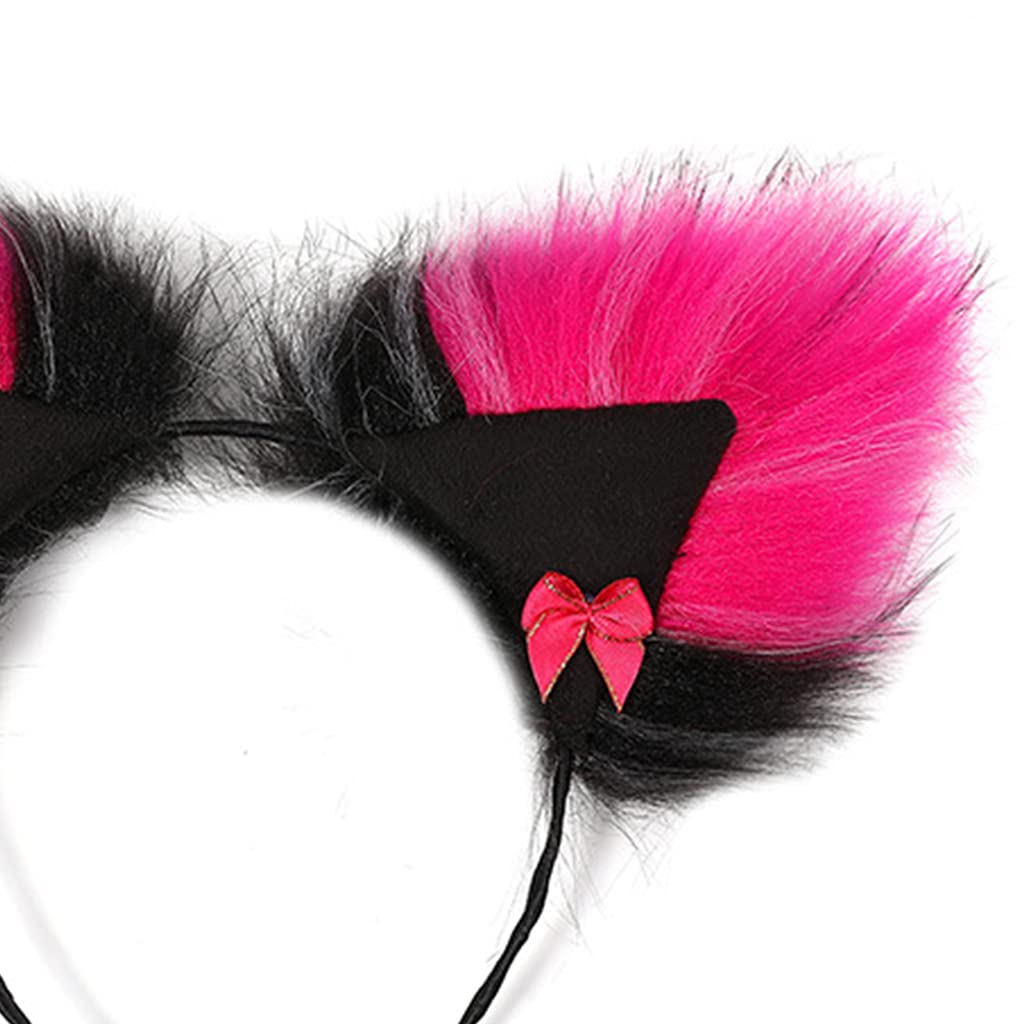 2 Serre-têtes Oreilles De Chat Pour Enfants - Polyester Doux, Couleur Blanc Et Rose - Pour Cosplay, Halloween, Fêtes - Unisexe - 2